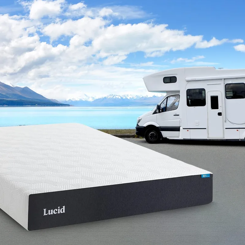 LUCID Bamboo Charcoal + Gel Memory Foam, 10 in, 60 x 75 x 10 in